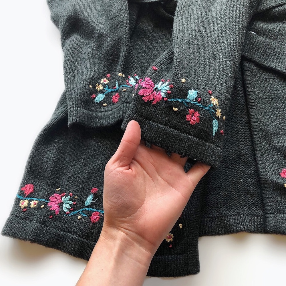 OLEG CASSINI embroidered long cardigan